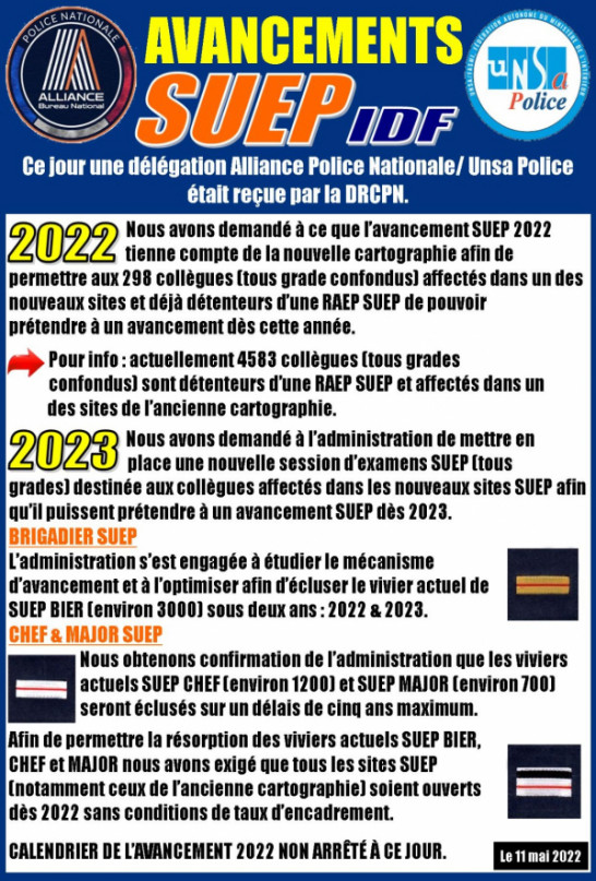 Avancements SUEP IDF