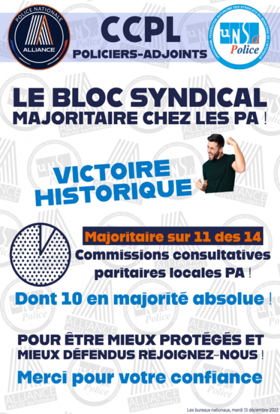 Le bloc majoritaire chez les Policiers-adjoints