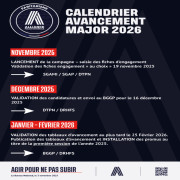 CALENDRIER AVANCEMENT MAJOR 2026