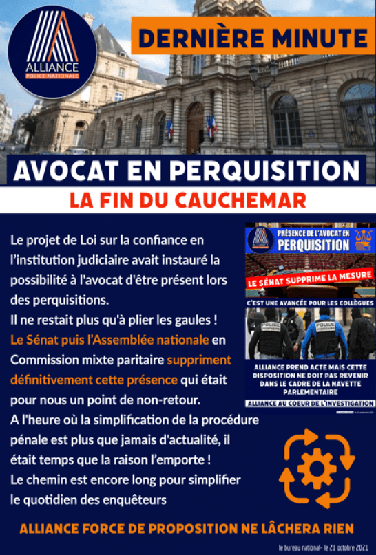 AVOCAT EN PERQUISITION